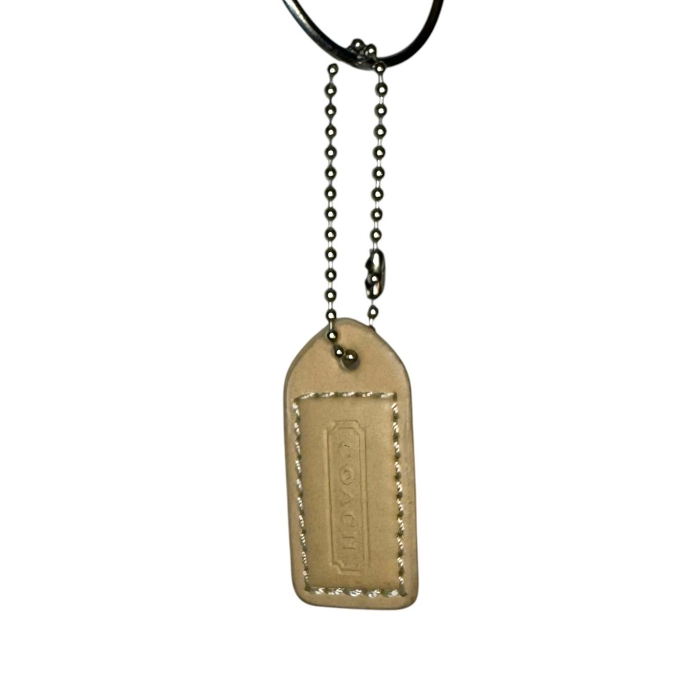 Coach Leather Hangtag Tan Beige Replacement Bag Charm Fob Classic Logo Accessory